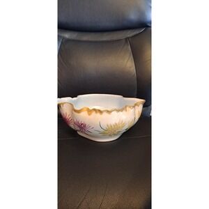 French H & C Limoges France Floral Theme Porcelain Bowl Hand Painted